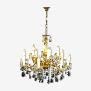 Twelve-armed golden bronze light chandelier