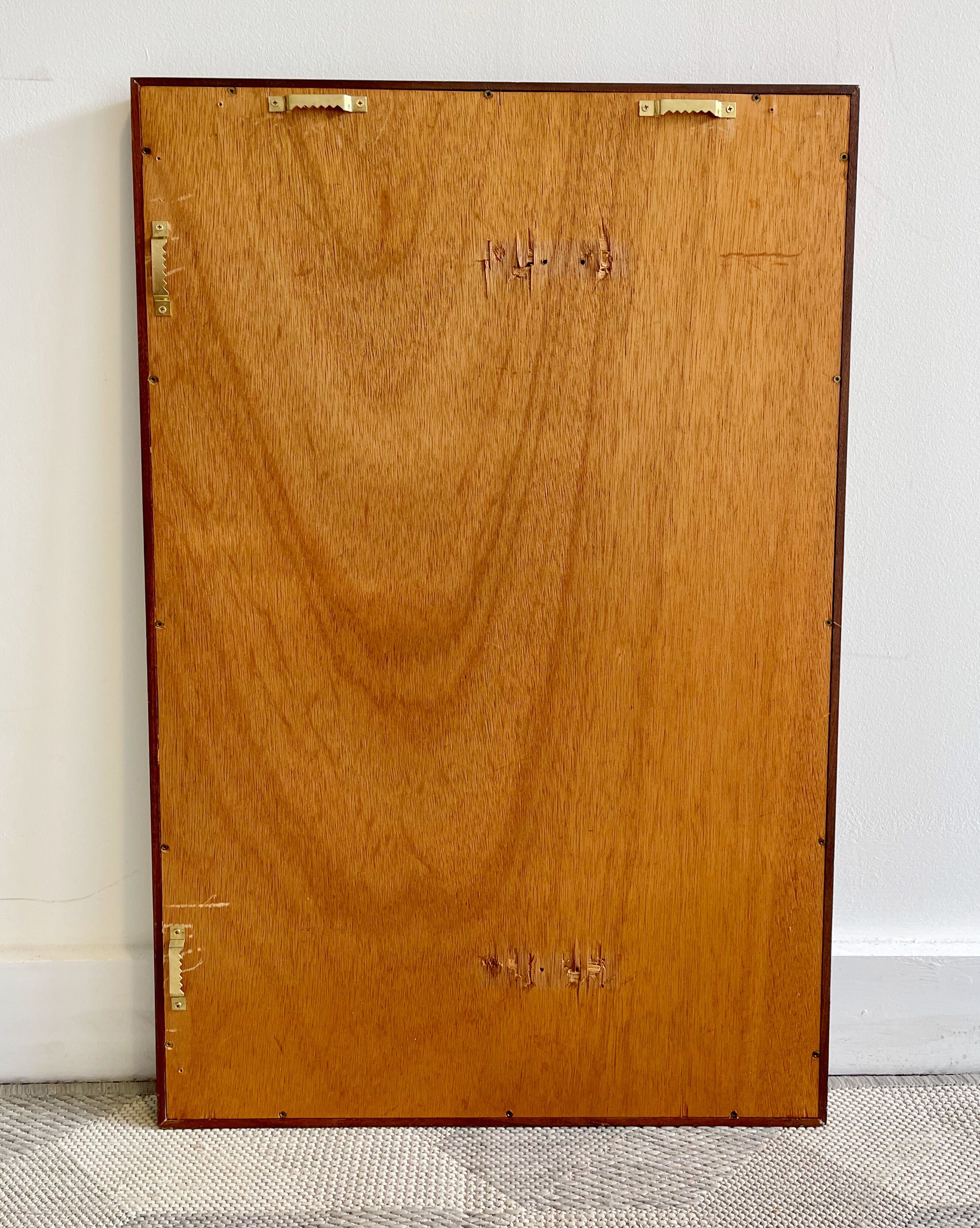 Vintage rectangular teak framed mirror