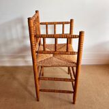 Antique Dutch bobbin chair with rush seating