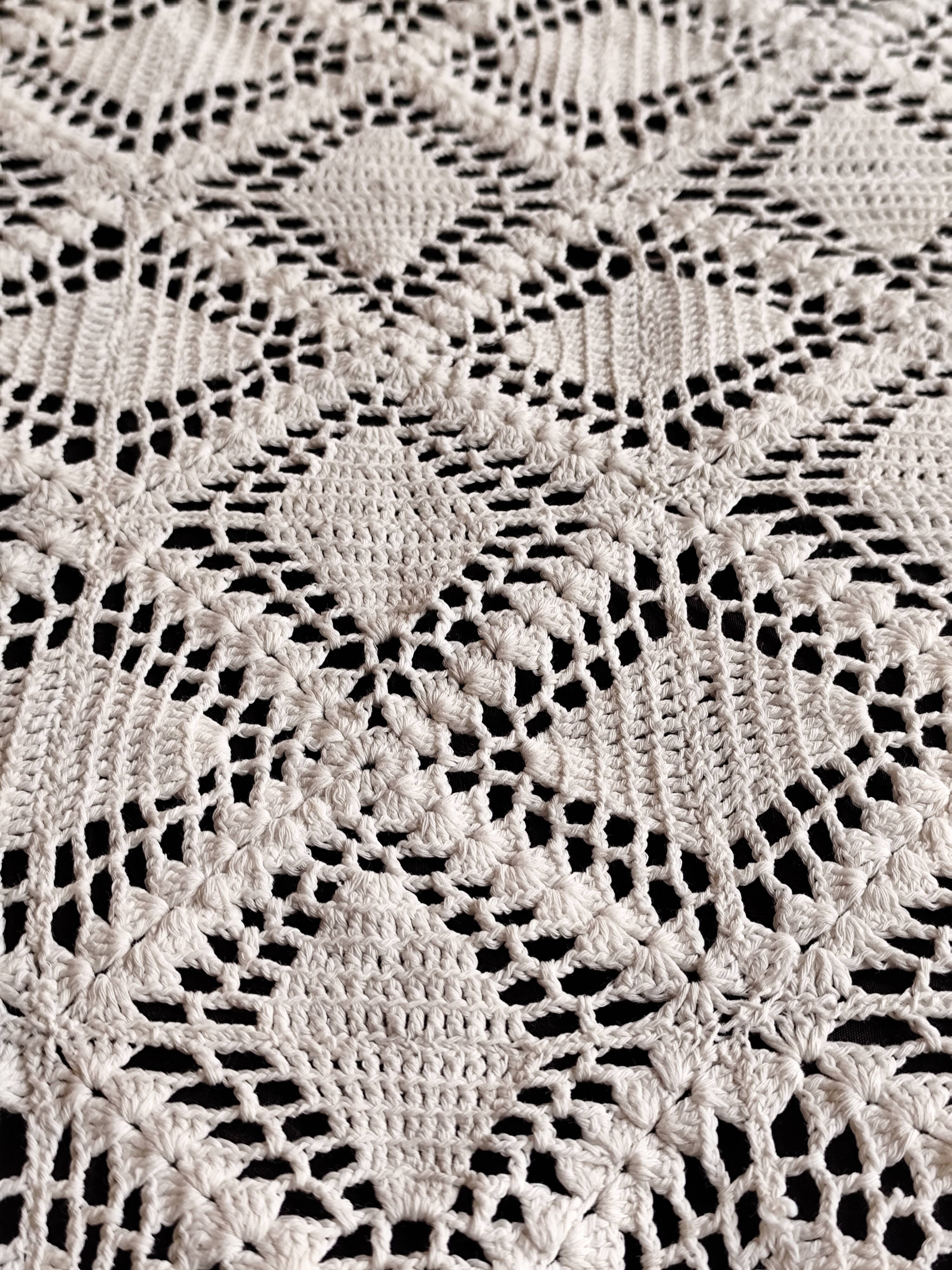 Dessus de lit en coton blanc -  jeté de canapé aux motifs géométriques