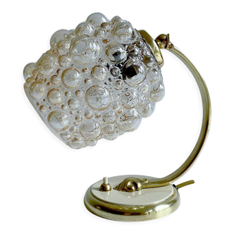 Lampe de table vintage, années 60,  verre bulle laiton crème