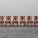 Ensemble de 6 chaises de salle à manger en bambou avec revêtement géométrique par Gasparucci