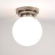Large opaline glass globe ceiling lamp in Art Deco style.