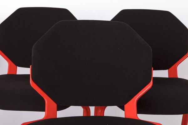 Chaises de l'ère spatiale, ensemble de 4, chaises empilables Fröscher, design allemand des années 1980