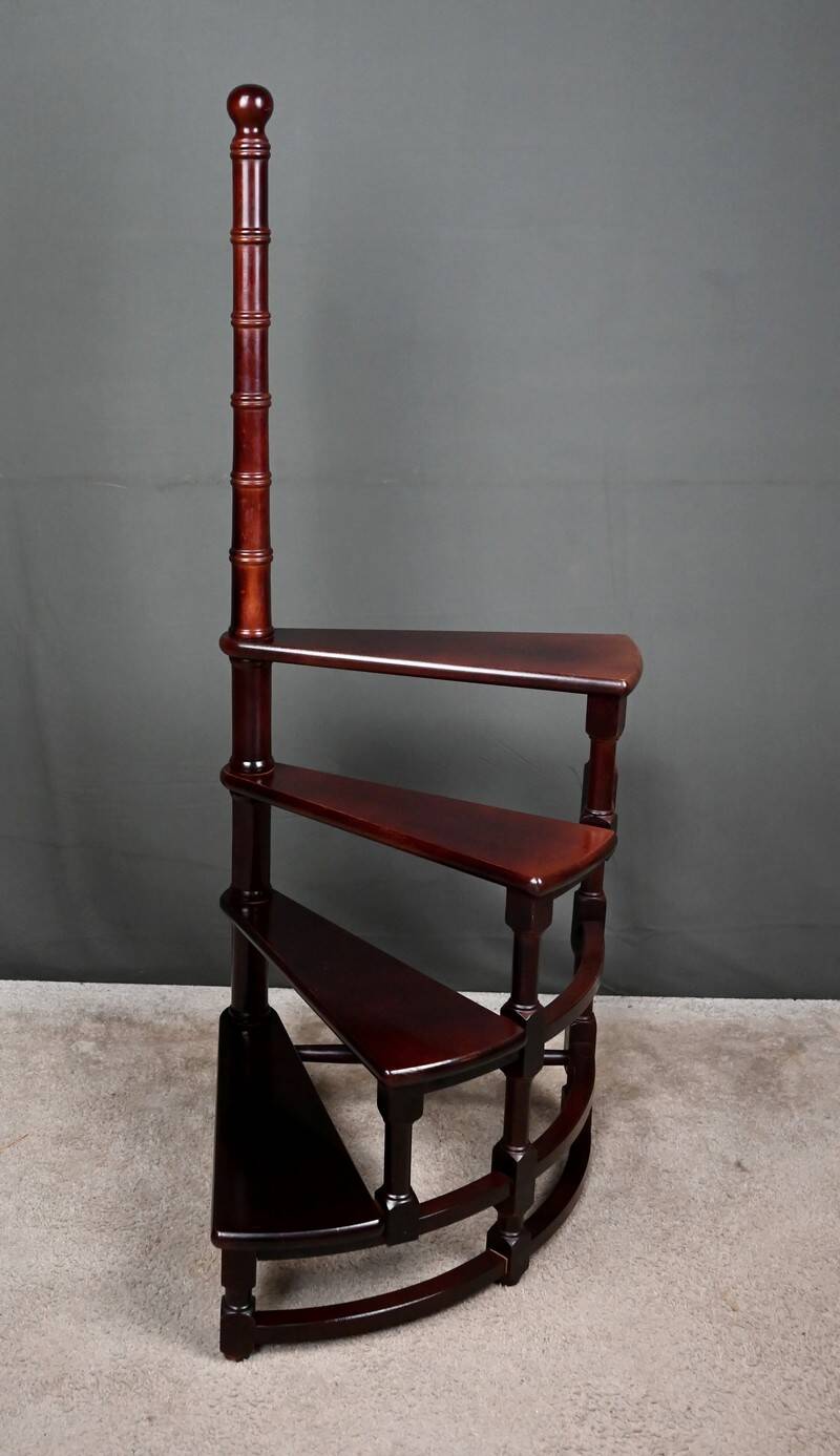 Library Staircase in Stained Beech – 20th Century