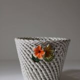 Cache pot panier tressé barbotine vintage