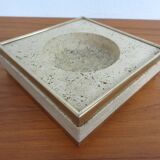 Travertine & Brass Ashtray by Fratelli Mannelli, Italy, 1970s