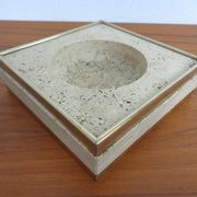 Travertine & Brass Ashtray by Fratelli Mannelli, Italy, 1970s
