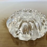 Impressive Bohemian crystal ashtray, crafted and engraved, 1950s.