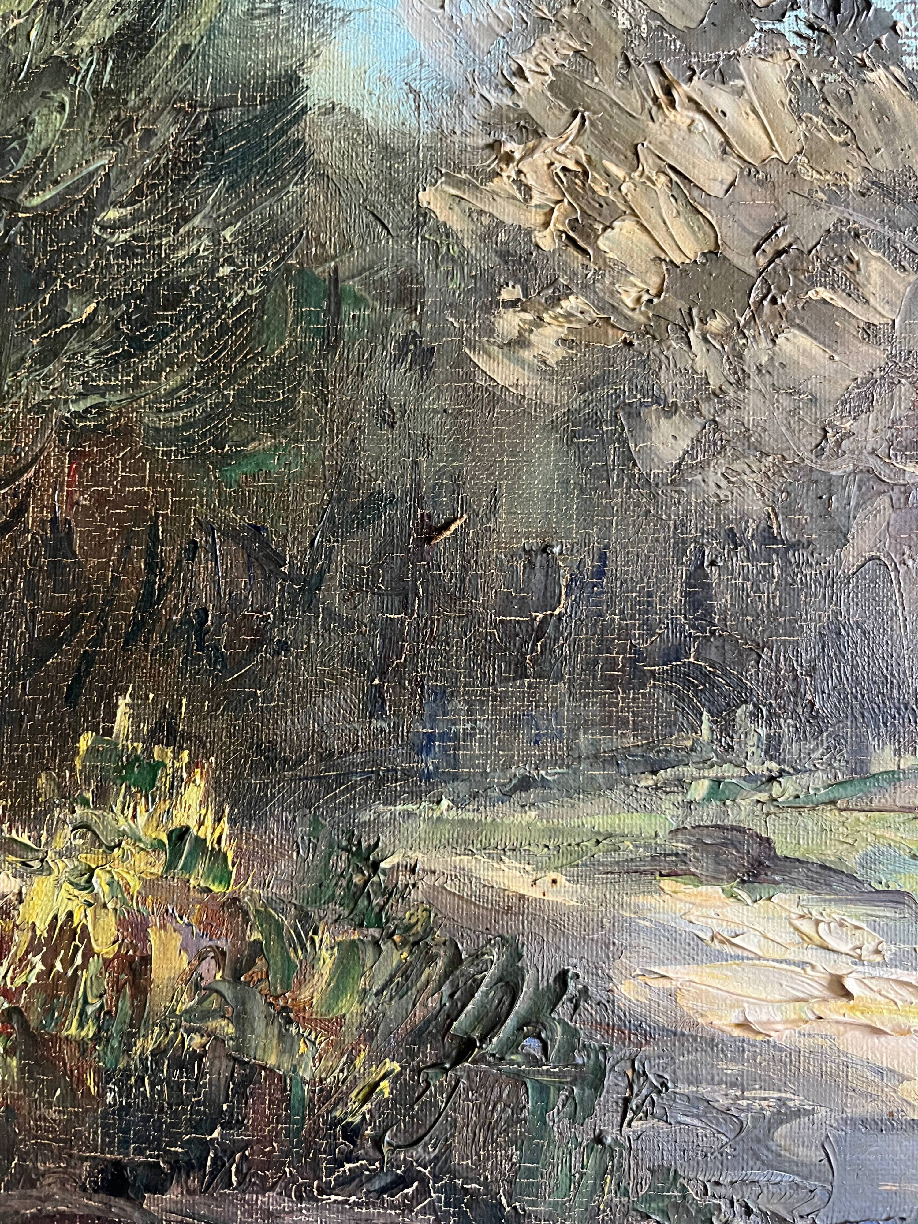 HST painting "Mediterranean landscape" by Louis AUDREY (19th-20th centuries)