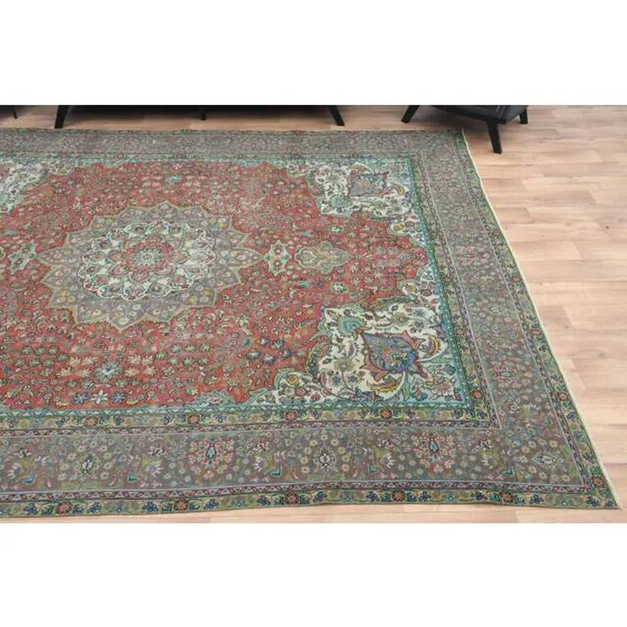 1970s Vintage Persian Handmade Wool Red Oversized Area Rug 286x378