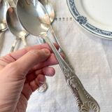 10 Vintage Rocaille Style Metal Soup Spoons