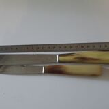 Ménagère complète à 2 étages 12 couteaux de table et 12 couteaux de table à fromage manche corne