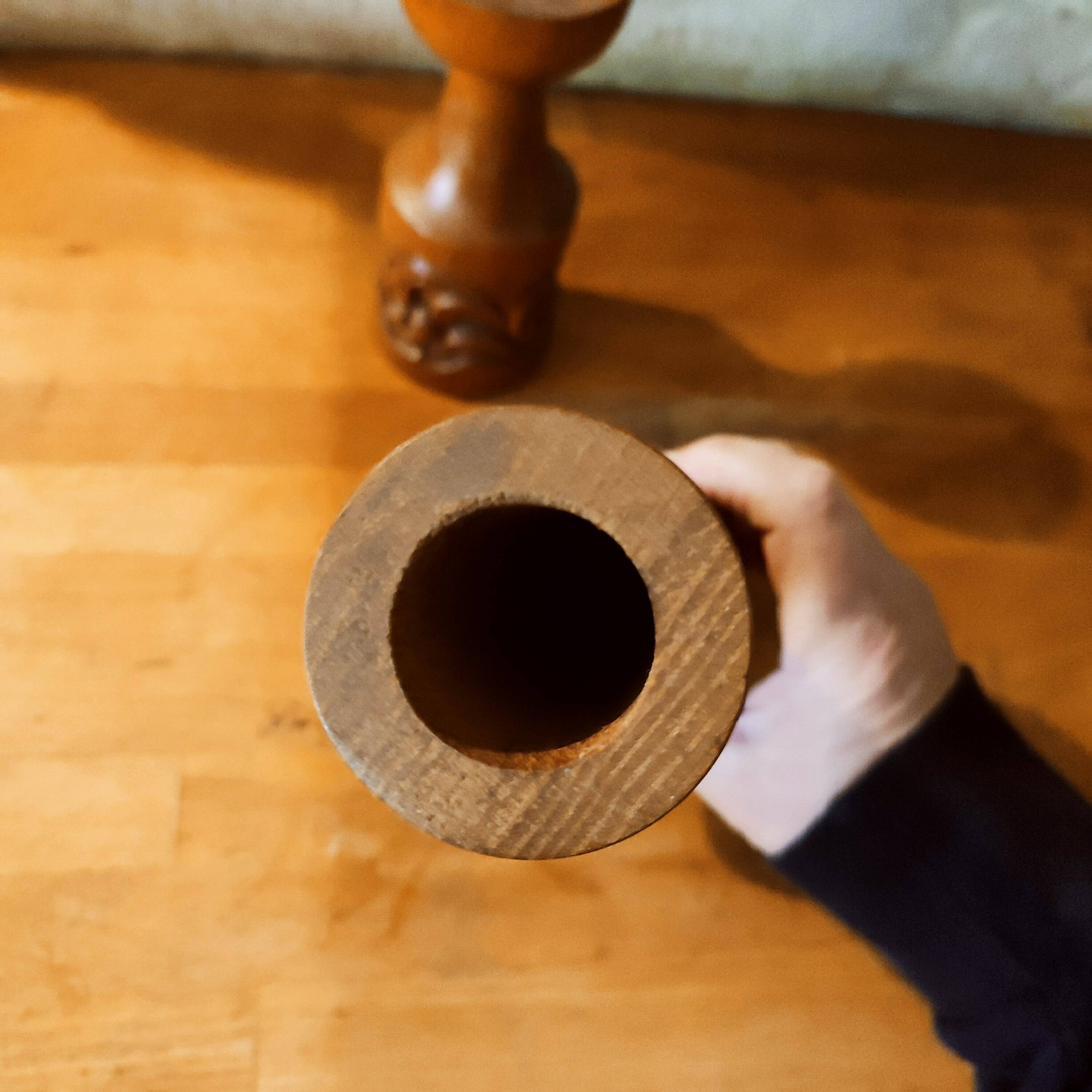 Pair of Scandinavian teak candle holders