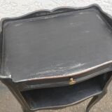 Black patinated 1-drawer bedside table