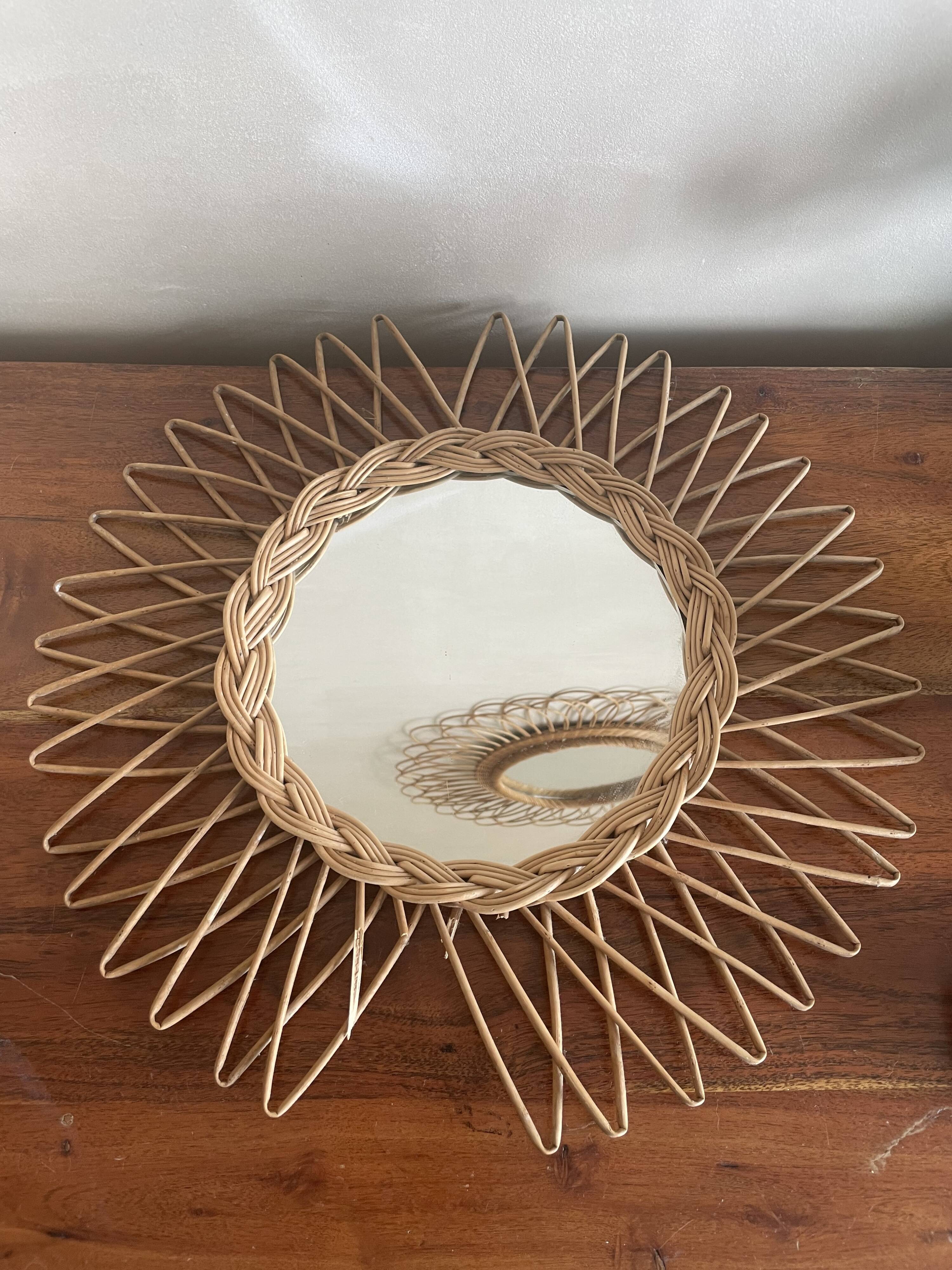 Rattan sun mirror