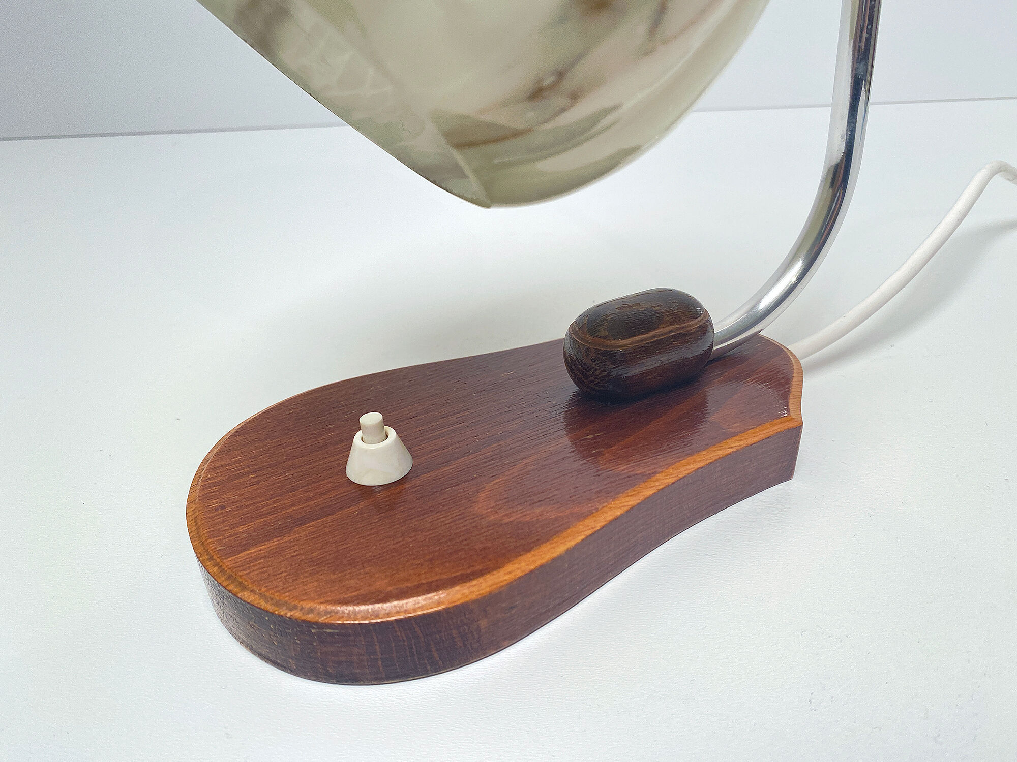 table lamp vintage art deco bauhaus, 30s, opaline marbled wood