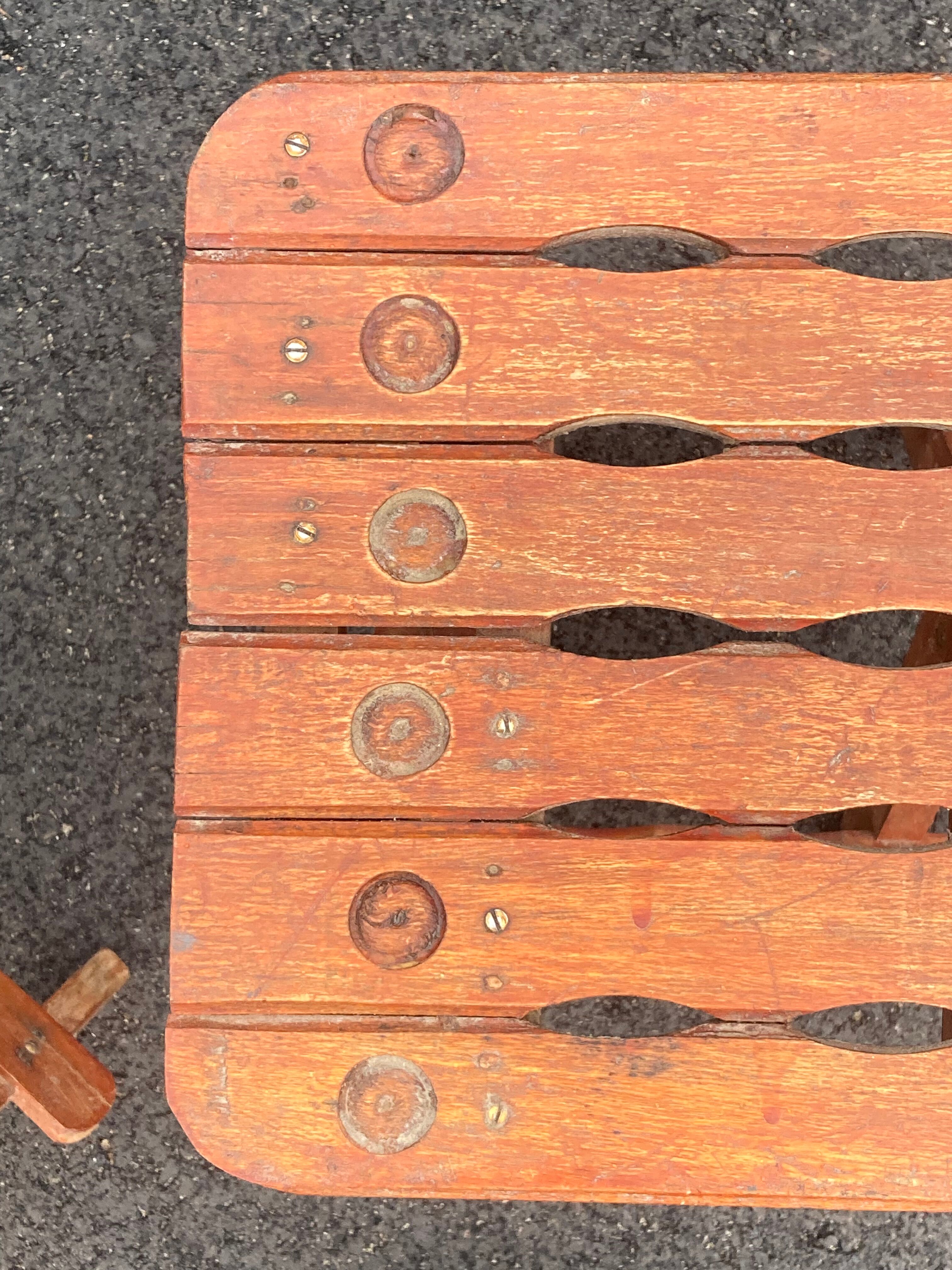 Pair of vintage folding wooden stools from Tyrol mountain
