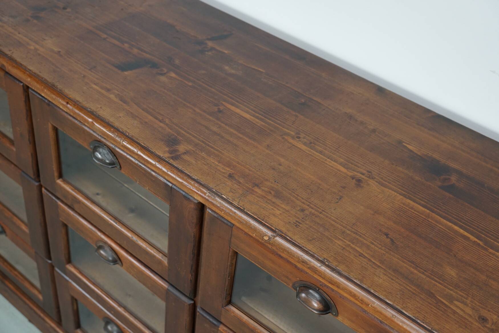 Vintage Dutch Pine Haberdashery Shop Cabinet, Mid-Century