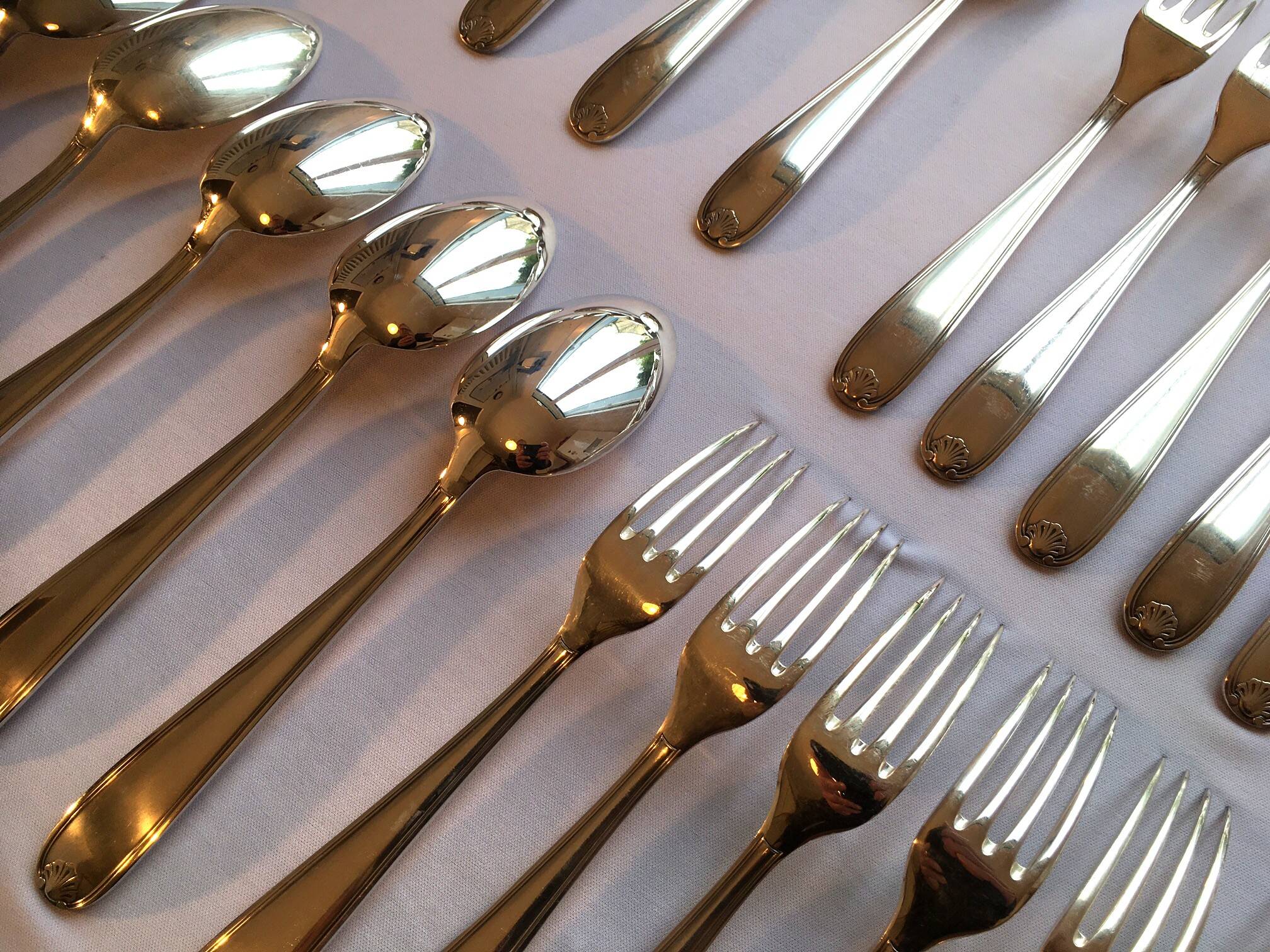 CHRISTOFLE silver-plated metal cutlery set, Printania model