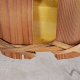 Vintage hanging lamp with rattan shade, palm leaf and fabric, 1970s