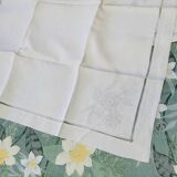 Sheet 2.40m×3.20m +2 linen thread pillowcases without monogram embroidered with a pair of doves and flowers
