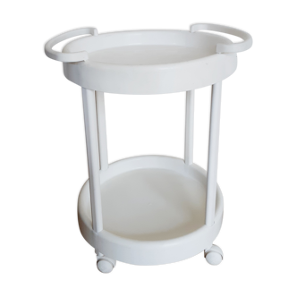 Vintage bar table, white plastic, round table, 70s, Simo, made in Italy