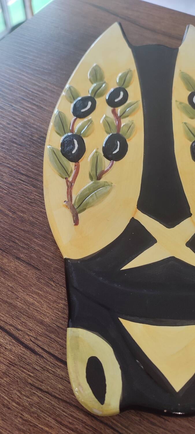 Ceramic cicada dish signed NEM