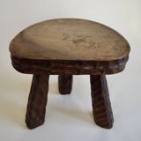 Pair of wooden tripod stools