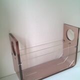 Vintage plexiglass magazine rack - attributed to Michel Dumas