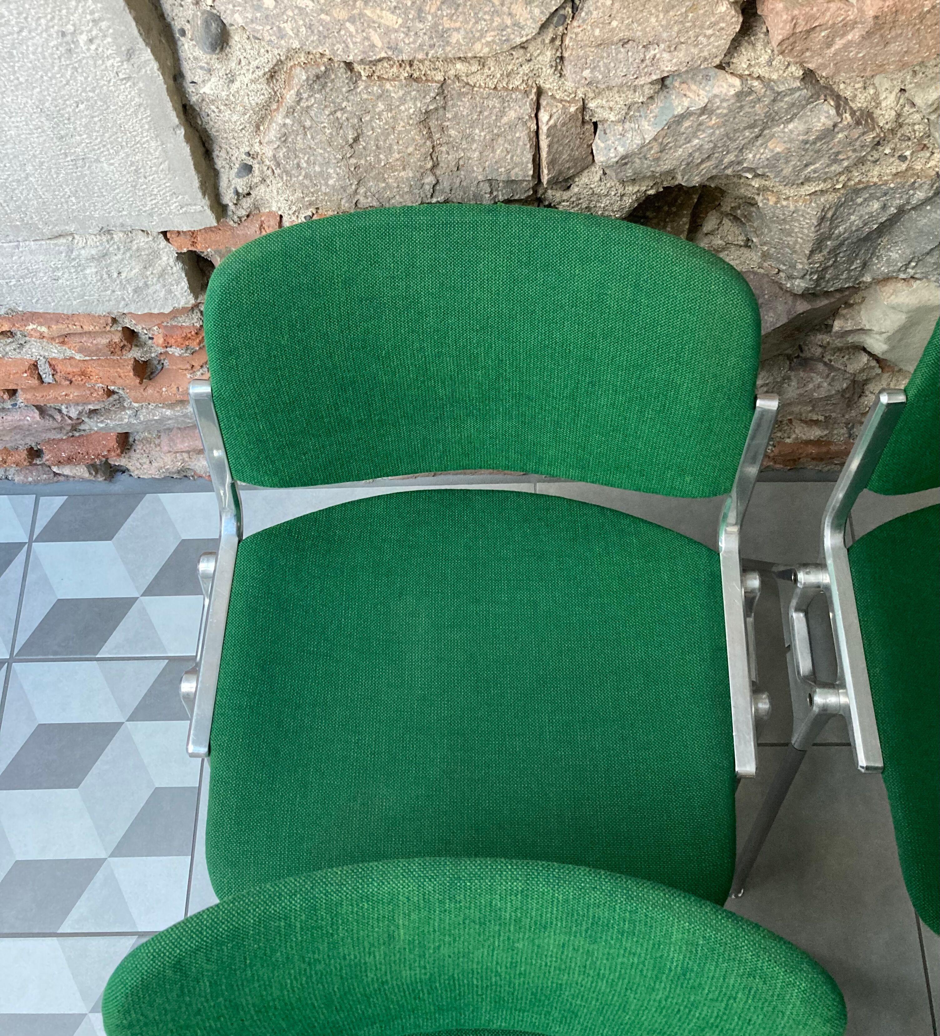 Set of 4 Green DSC106 Giancarlo Piretti chairs by Castelli