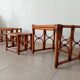 Set of 3 vintage nesting tables in bamboo and woven rattan