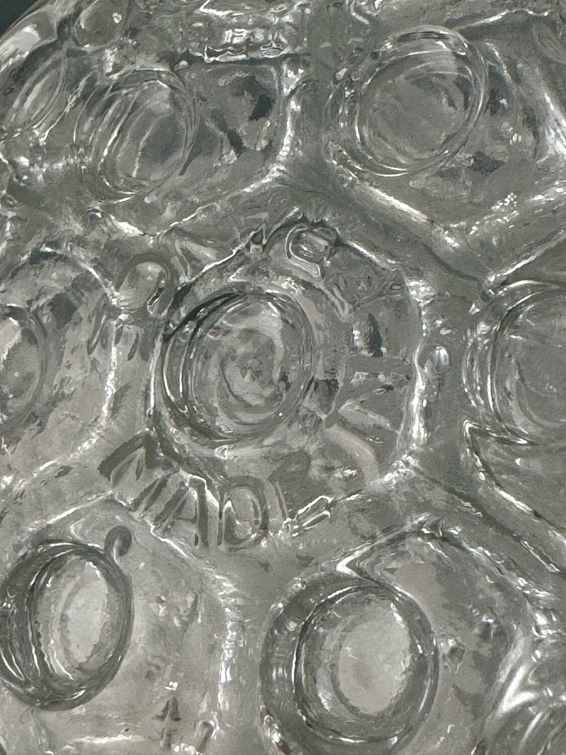 Old molded glass flower picker, 19 holes