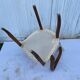 Art deco bridge armchair skai ivory white and solid wood 1930s