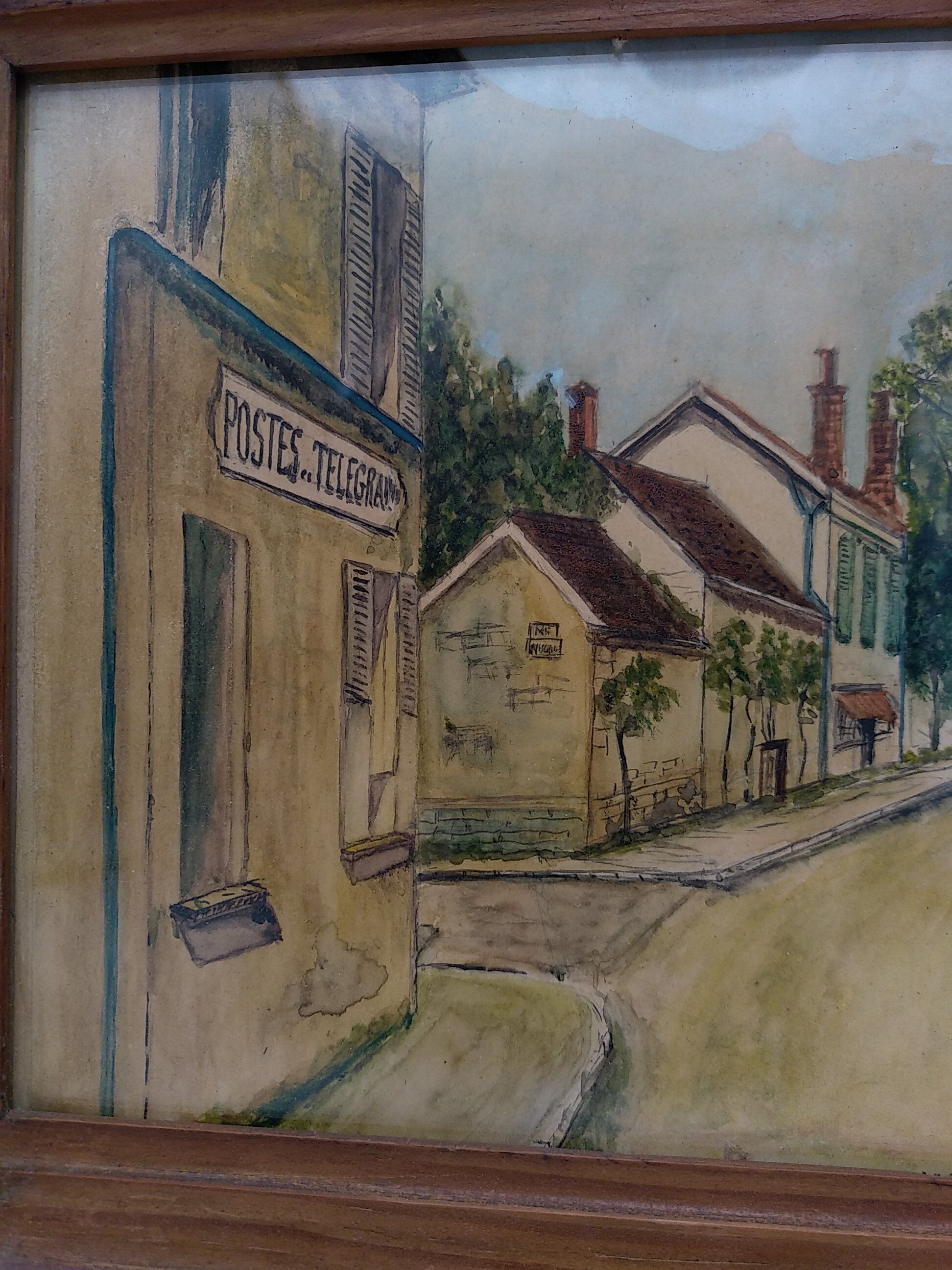 Aquarelle Marlotte signé J.Vauviou 1954