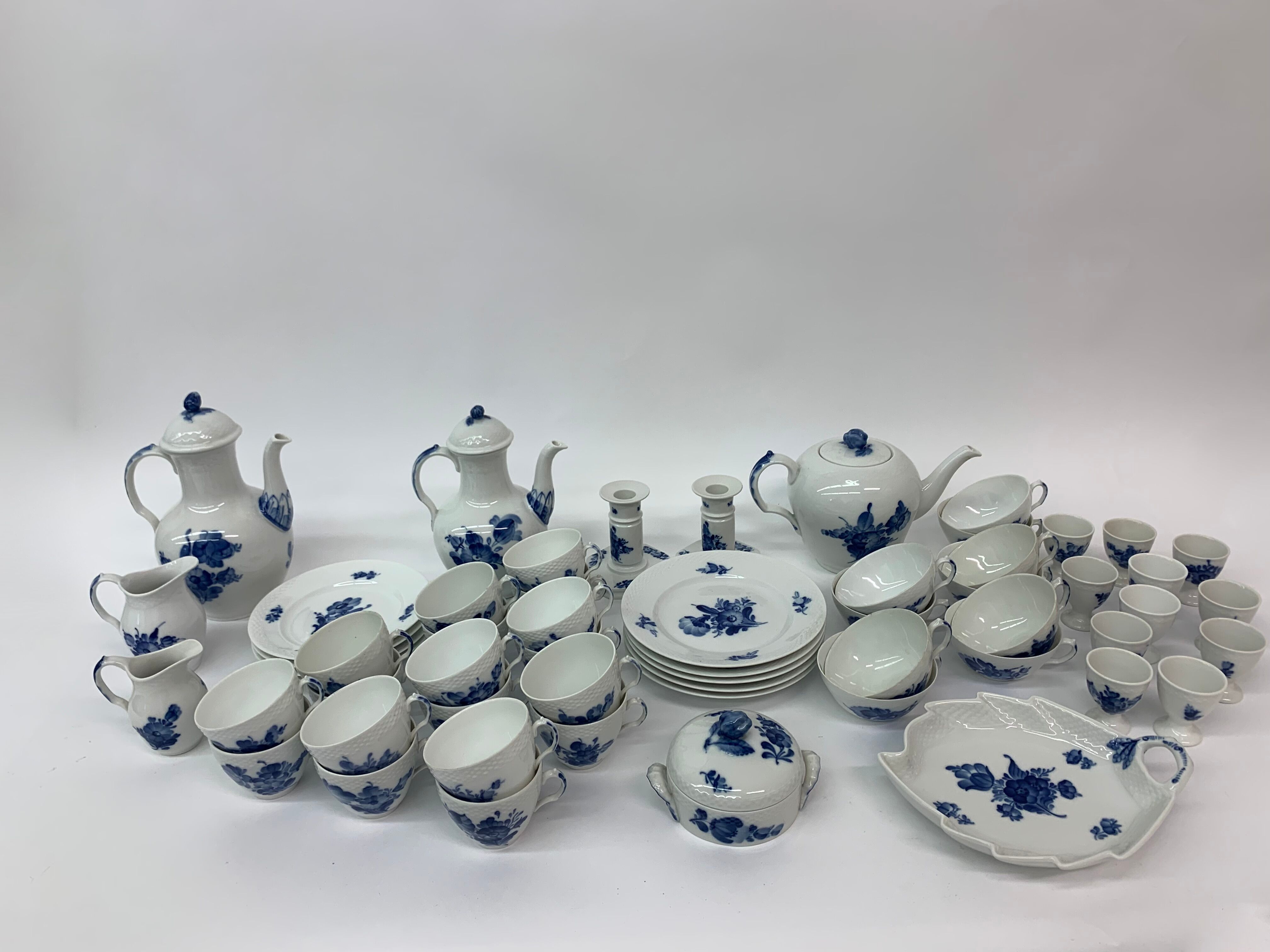 Set of Royal Copenhagen blue flower braided crockery