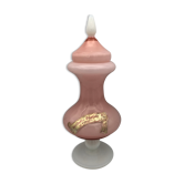 Old bonbonnière in opaline glass pink and white p. schneider 28 cm