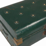Malle voyage indienne metal verte epoque victorienne patine et piece d'origine