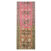 Vintage Turkish Oushak Handmade Wool Cotton Pink Runner Rug 96x242