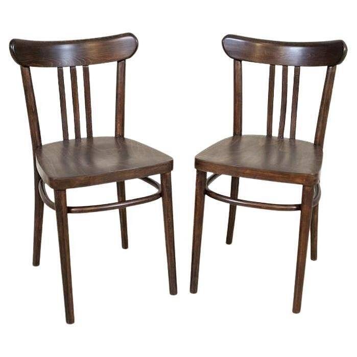 Set of Vintage Brown Beech Chairs, 1950s