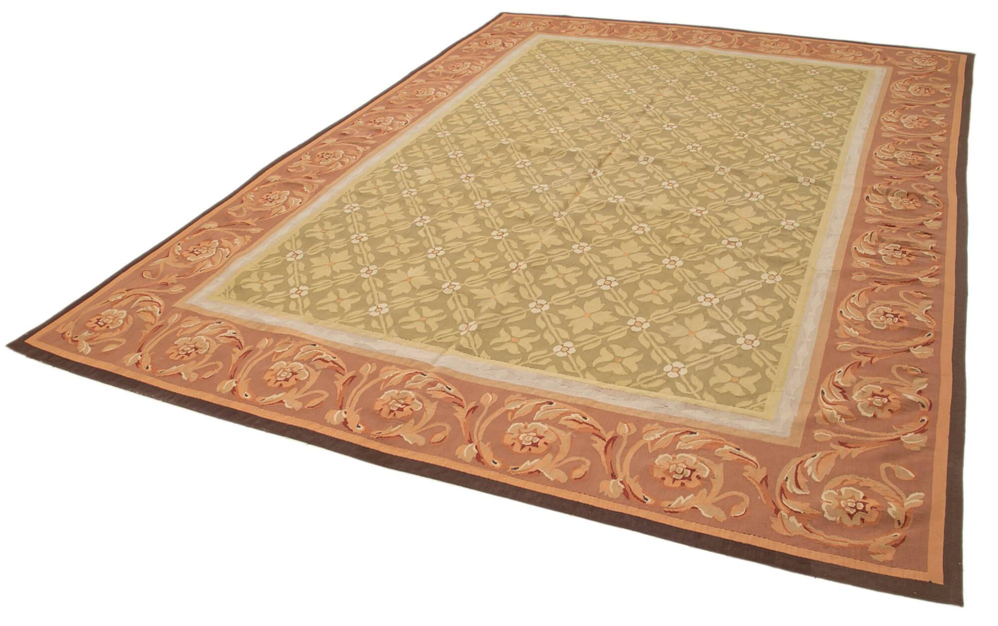 Handmade European Vintage Aubusson Kilim 261 cm x 365 cm