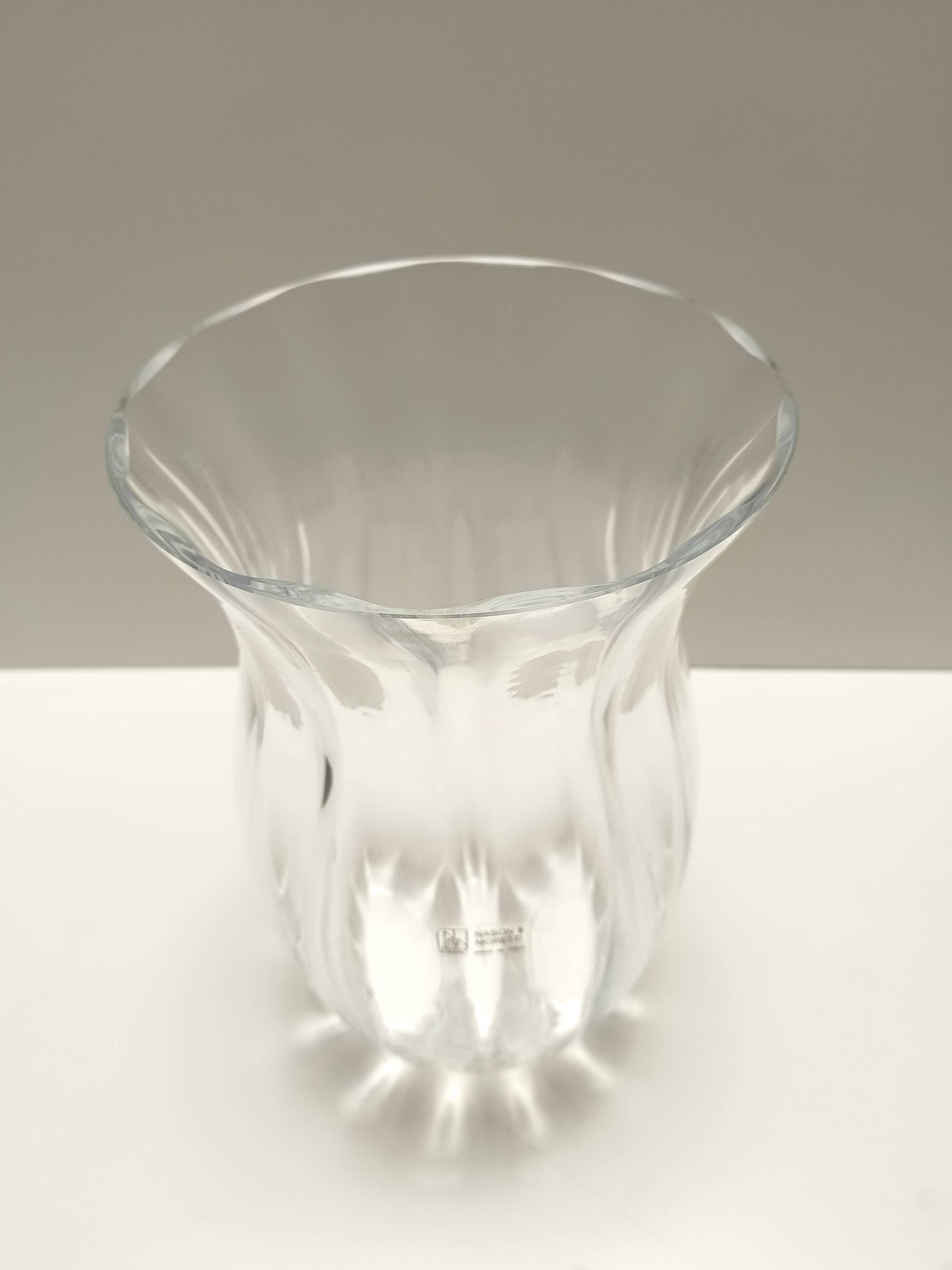 Transparent Murano Glass Vase by Moretti and Nason, Labeled, Italy 1990s