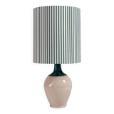 Sandstone lamp and striped lampshade