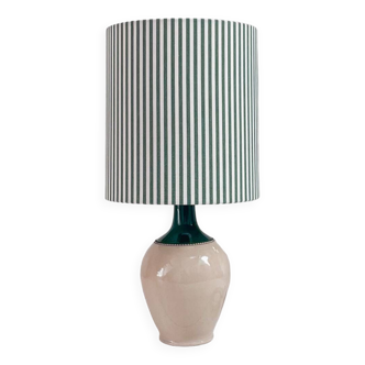 Sandstone lamp and striped lampshade