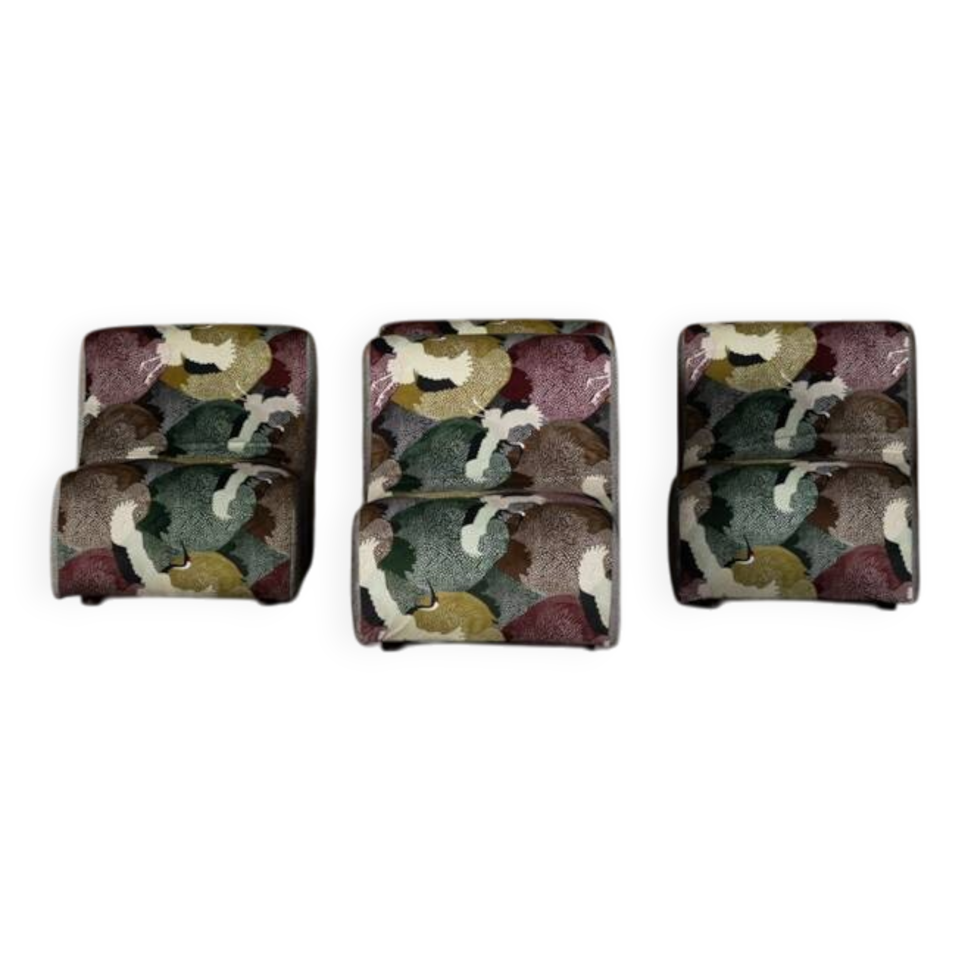 Italian modular sofa (1970) in Freedom Flight velvet – 3-piece