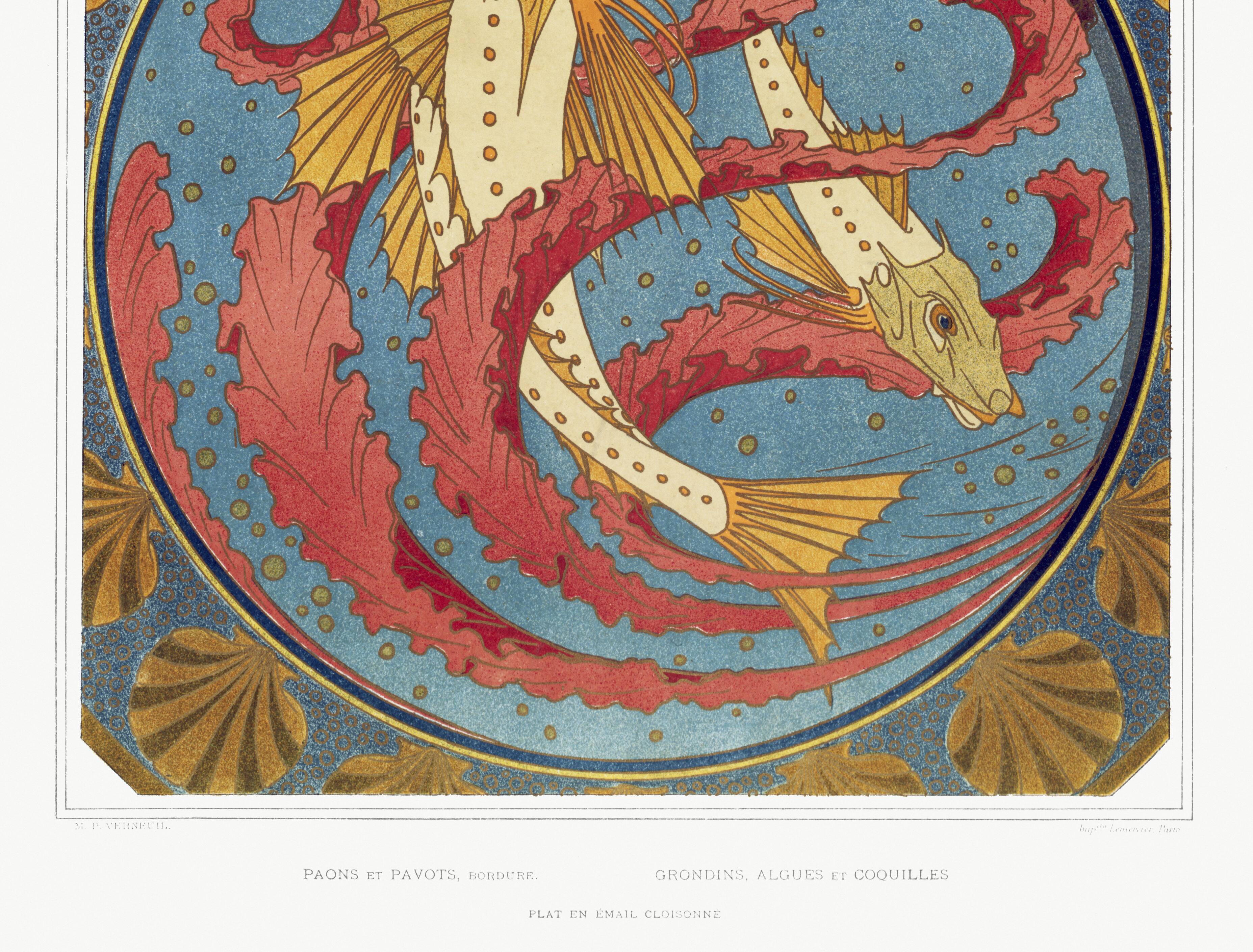 Poster “Peacocks and Fish”, after an Art Nouveau lithograph from 1897