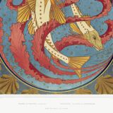 Poster “Peacocks and Fish”, after an Art Nouveau lithograph from 1897