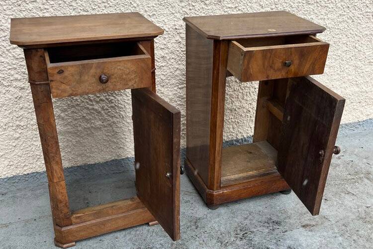 Pair of walnut bedside tables