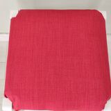 White pine stool with a red seat.