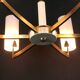 Brass and white chandelier, six opalines, Italy